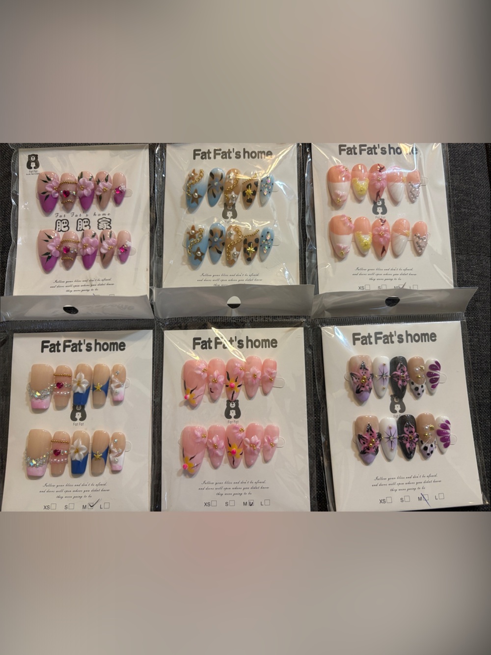 6 Pair Handmade Acrylic Press-on Nails